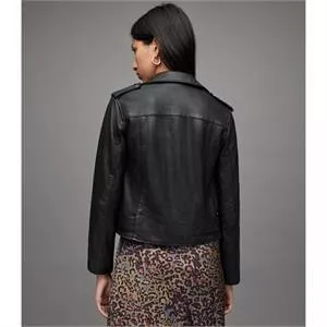 AllSaints Balfern Gold Leather Biker Jacket